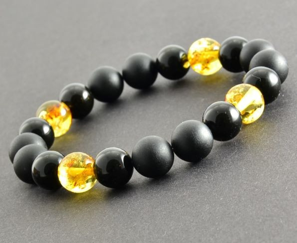 Mens Amber Beaded Bracelet
