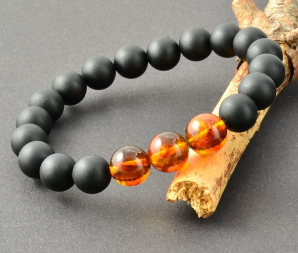 Mens Amber Beaded Bracelet