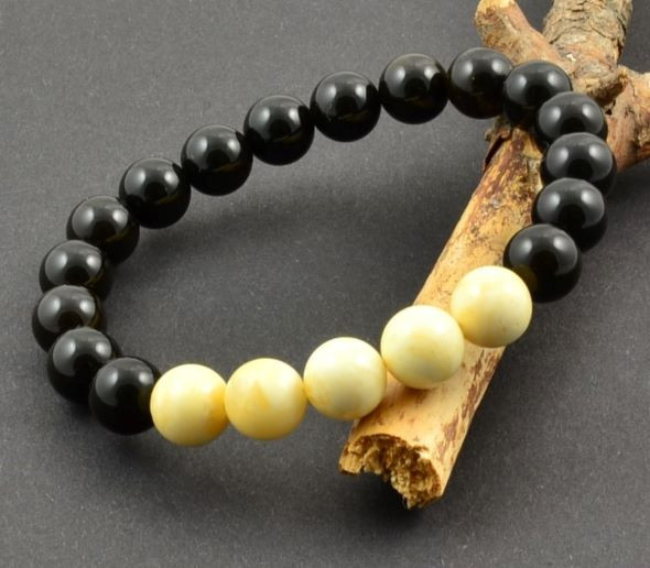 Mens Amber Beaded Bracelet