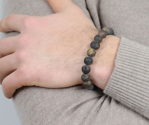 Mens Amber Beaded Bracelet