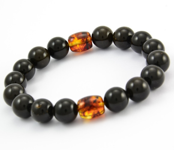 Mens Amber Beaded Bracelet
