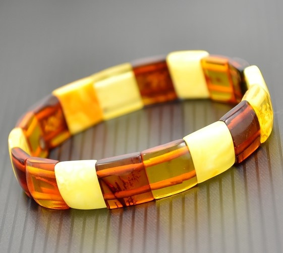 Amber Bracelet Made of Multiolor Baltic Amber 