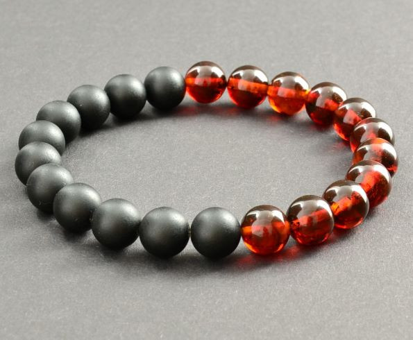 Mens Amber Beaded Bracelet