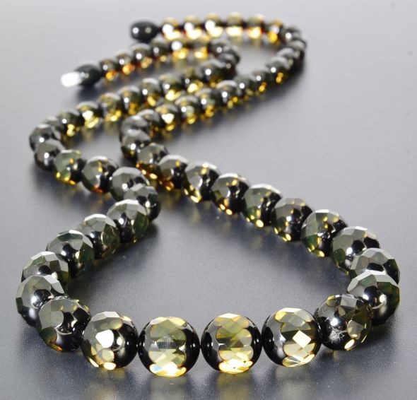 Faceted Amber Beaded Necklace,