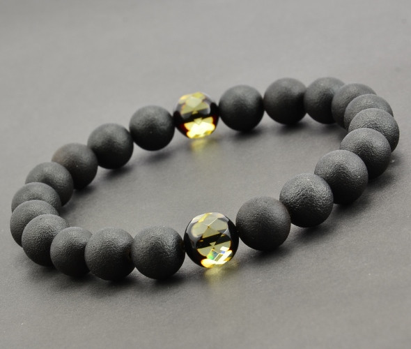 Mens Amber Beaded Bracelet