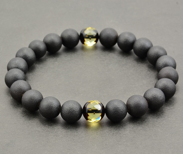 Mens Amber Beaded Bracelet