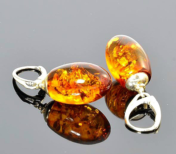 Amber Silver Earrings