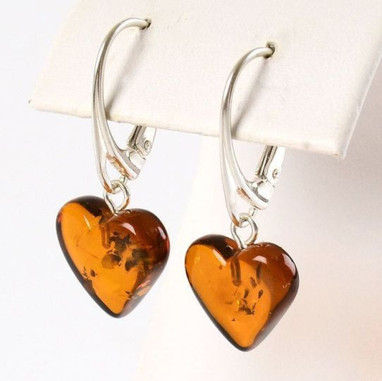 Baltic Amber Heart Earrings