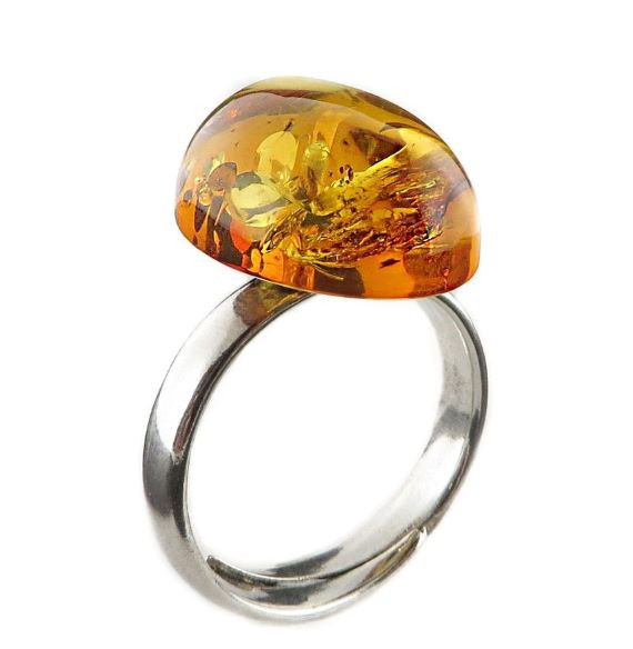Amber Silver Ring