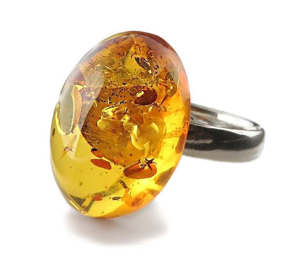 Amber Silver Ring