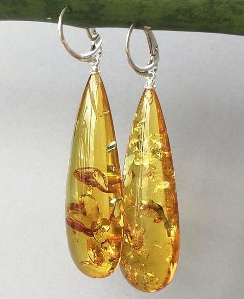Clear Lemon Amber Earrings