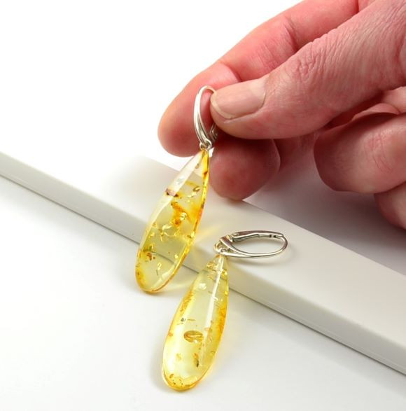 Clear Lemon Amber Earrings