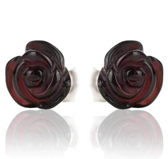 Rose Amber Stud Earrings