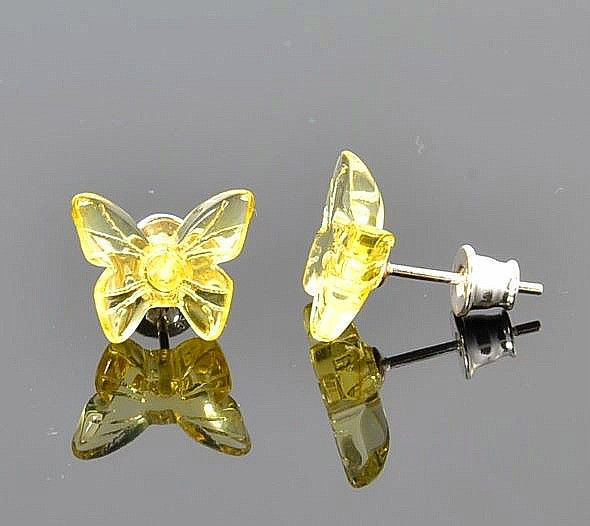 Amber Butterfly Stud Earrings