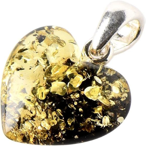 Green Amber Heart Pendant