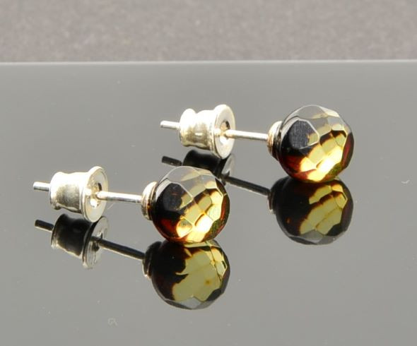 Faceted Amber Stud Earrings