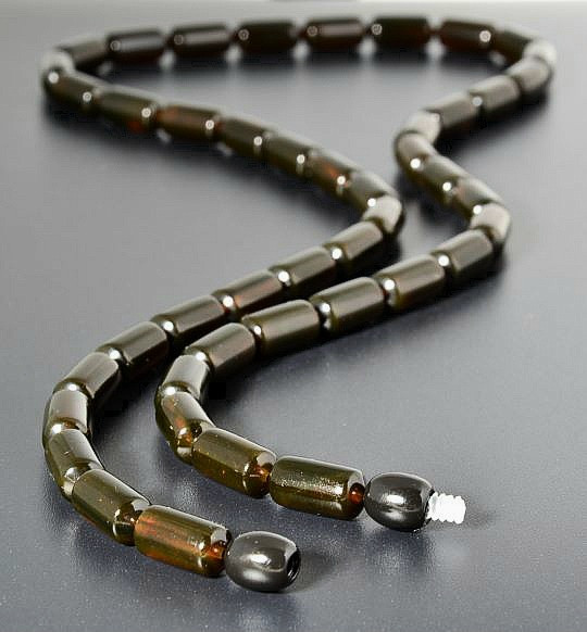 Mens Amber Beaded Necklace