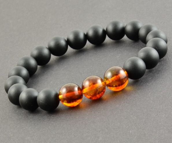 Mens Amber Beaded Bracelet