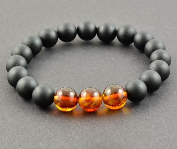 Mens Amber Beaded Bracelet