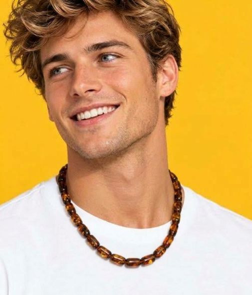 Mens Amber Beaded Bracelet