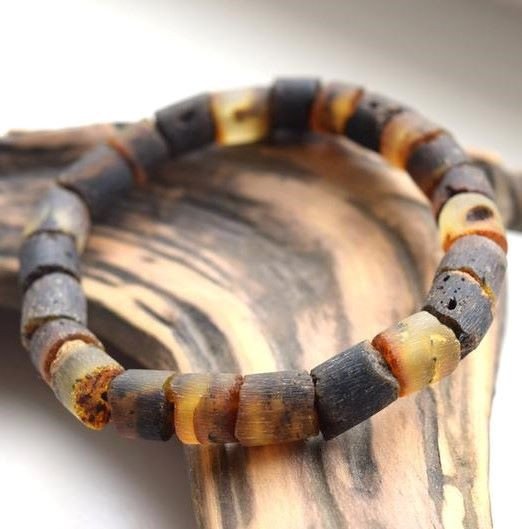 Mens Amber Beaded Bracelet