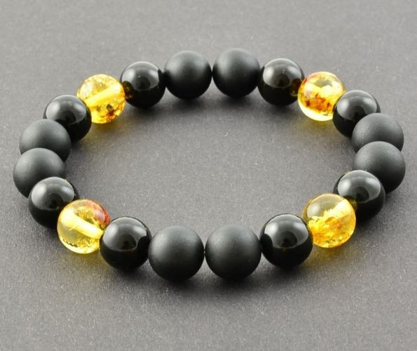 Mens Amber Beaded Bracelet
