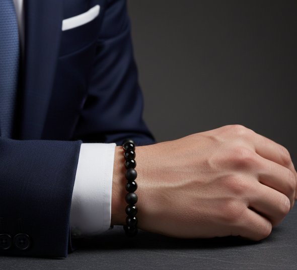 Black Mens Amber Bracelet