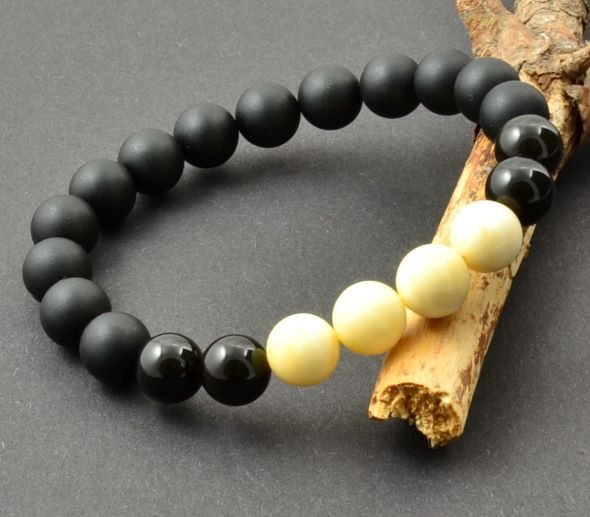 Mens Amber Beaded Bracelet