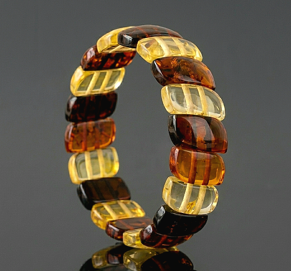 Bangle Style Amber Bracelet Made of Three Colors Amber