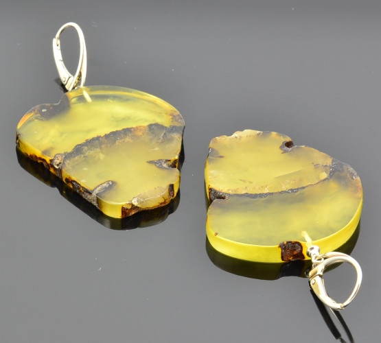 Baltic Amber Slice Earrings