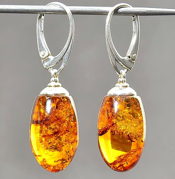 Amber Silver Earrings