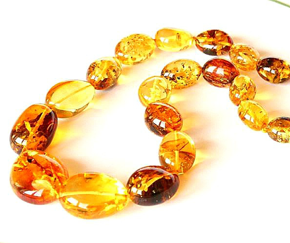 Amber Necklace Made of Cognac, Honey, Lemon Colors Amber.