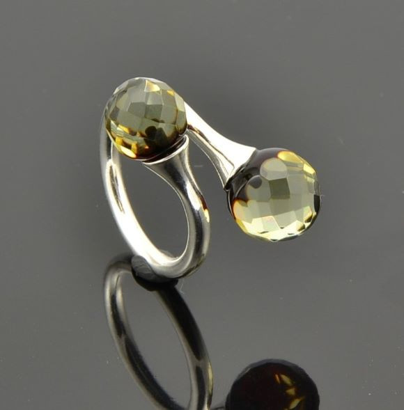 Faceted Baltic Amber Ring