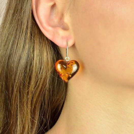 Baltic Amber Heart Earrings