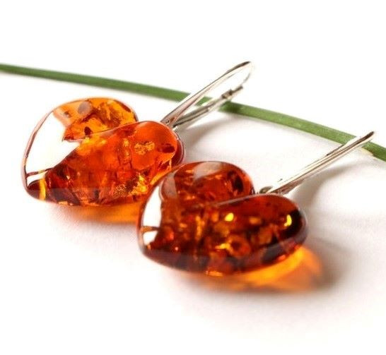 Amber Heart Earrings
