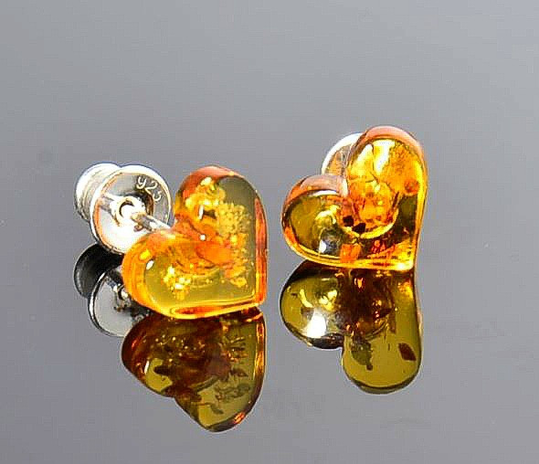 Amber Heart Stud Earrings