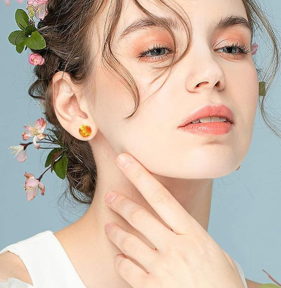 Amber Stud Earrings
