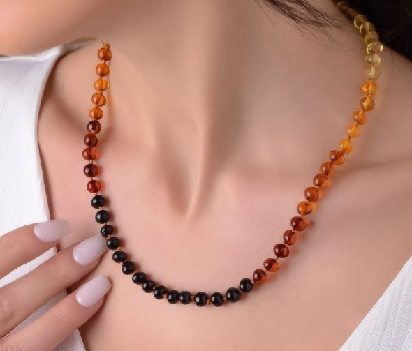Rainbow Amber Beaded Necklace