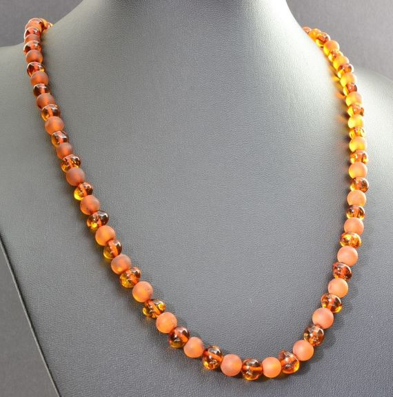 Mens Amber Beaded Necklace