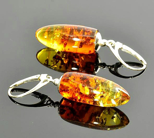 Amber Silver Earrings