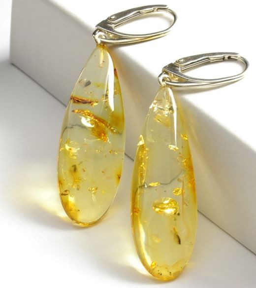 Clear Lemon Amber Earrings