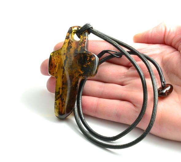 Amber Cross Pendant