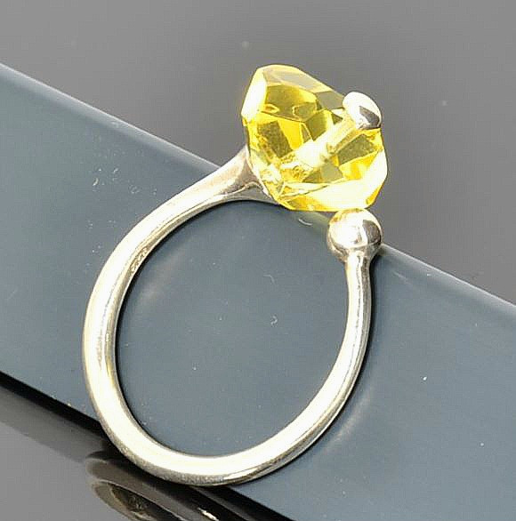 Amber Silver Ring