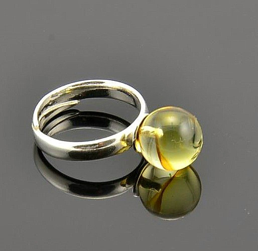 Amber Silver Ring