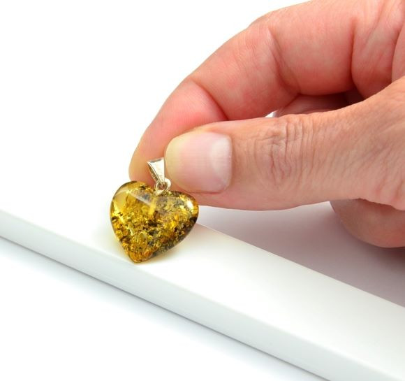 Green Amber Heart Pendant