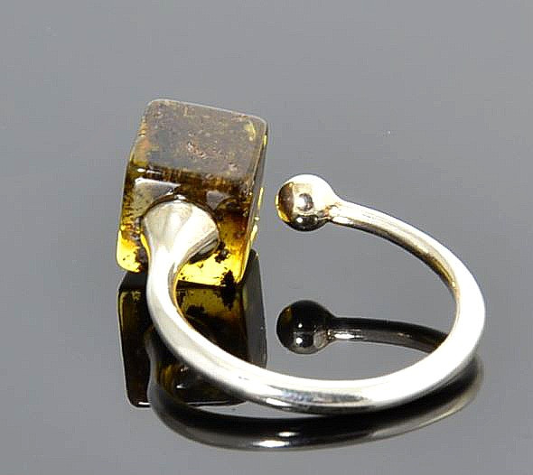 Amber Silver Ring