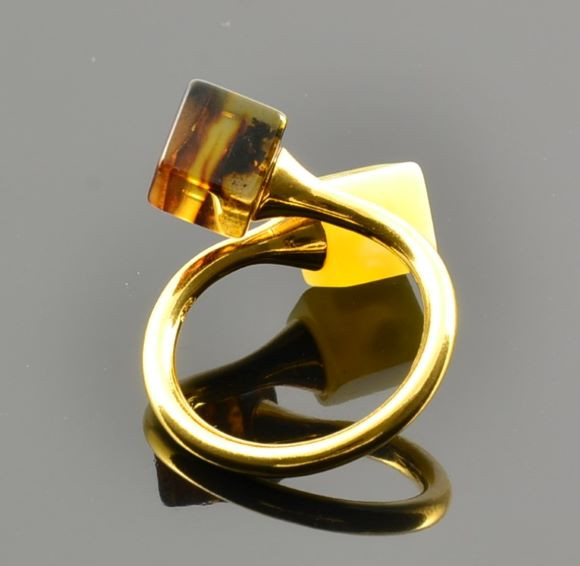 Adjustable Baltic Amber Silver Ring