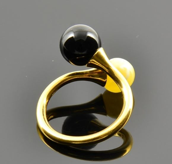 Adjustable Baltic Amber Silver Ring