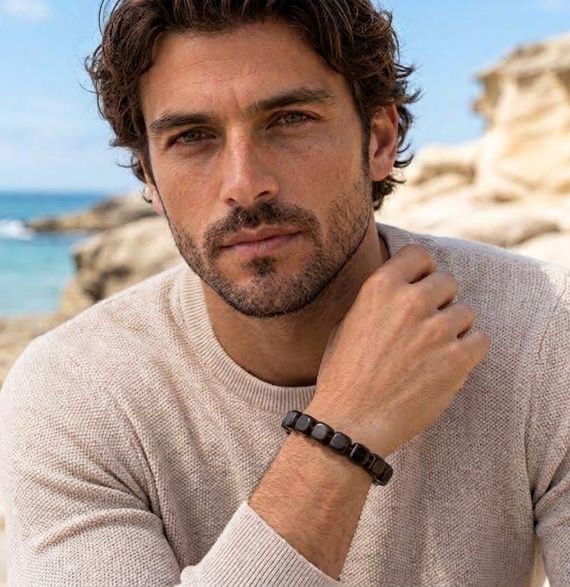 Mens Amber Beaded Bracelet