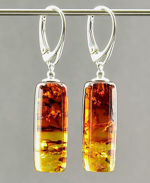 Stunning Amber Earrings Made of Barrel Shape Baltic Amber.
